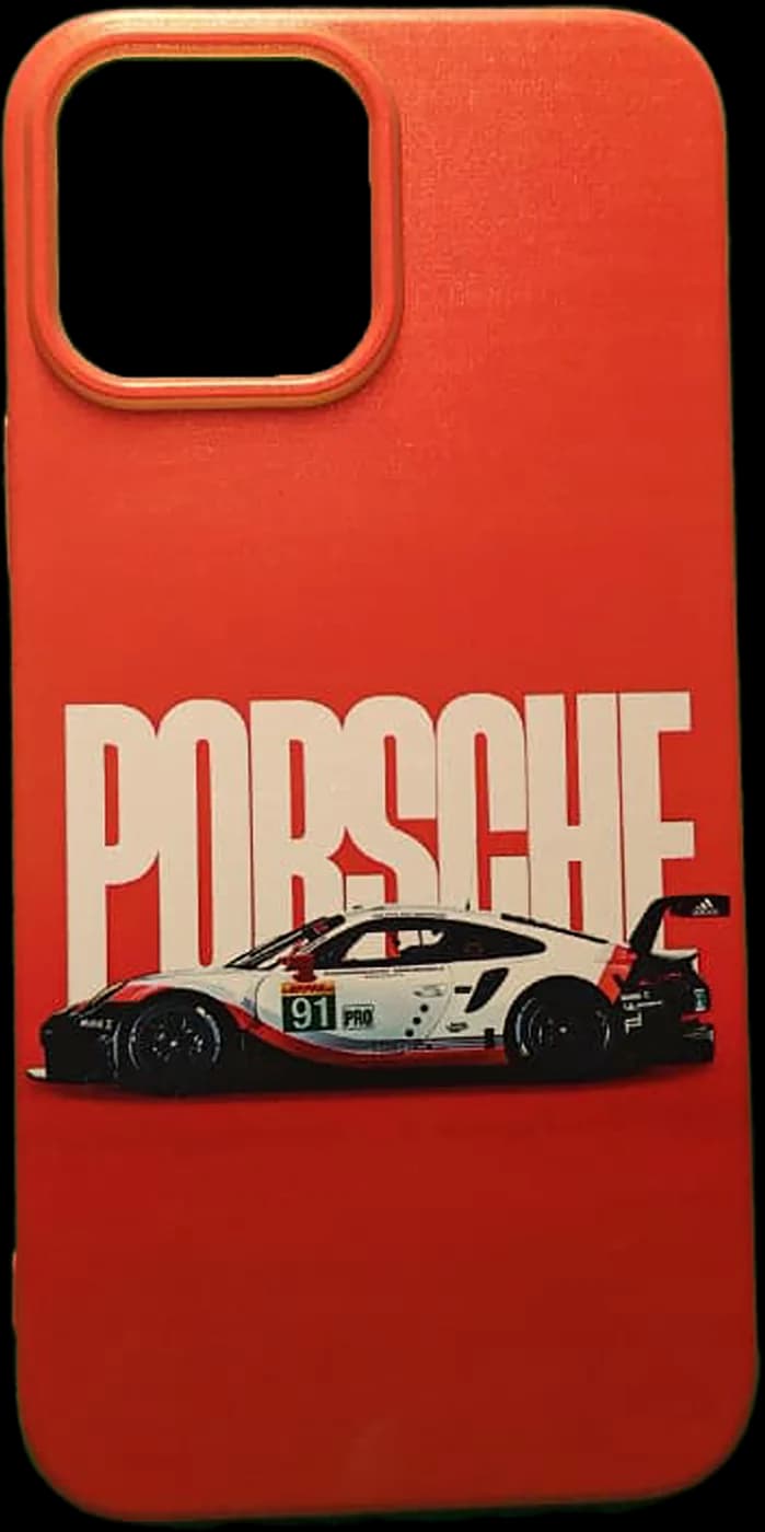 Red case with a white race car print
